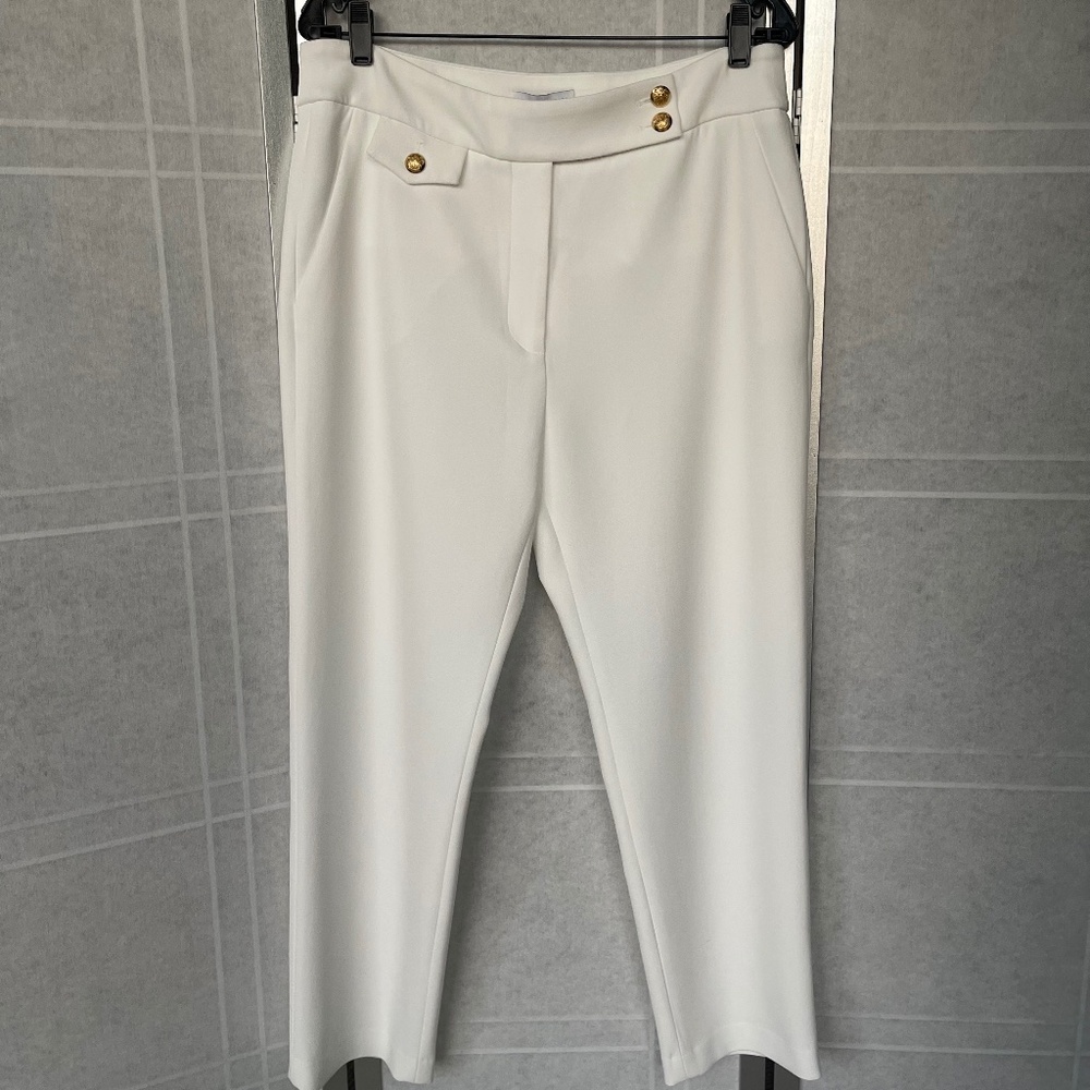 NWT Veronica Beard Off-White/Gold Renzo Pants sz 12